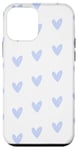 Coque pour iPhone 12 mini Cœurs bleu clair sur fond blanc