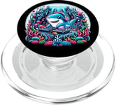 Funny Shark Dj Headphones Graphic for Men Women Kids PopSockets PopGrip for MagSafe