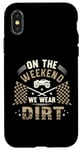 Coque pour iPhone X/XS Dirt Track Racing le week-end, nous portons un pilote de voiture Dirt Race