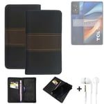 Phone Case + earphones for TCL 50 SE Wallet Cover Bookstyle protective