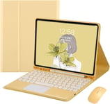 Étui Avec Clavier Et Pavé Tactile Bluetooth, Joli, Touches Arrondies, Clavier Amovible Pour Ipad 10 2022 10,9"" (Jaune)