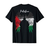 Palestine Flag Dad On Back Side Palestinian Angel Wings T-Shirt