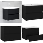 Vidaxl - Armoire d'évier avec lavabo intégré Noir Aggloméré - meuble lavabo avec vasque - meuble vasque avec vasques - Home & Living - Noir