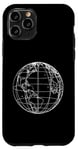 Coque pour iPhone 11 Pro World Globe Line Art Carte planète Terre Atlas Voyage