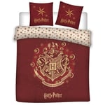 Harry Potter - Parure de lit double réversible Blason Hogwarts - Rouge - 200 cm x 200 cm