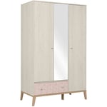 Armoire enfant 3 portes 1 tiroir en bois imitation chêne blanchi - AR5058