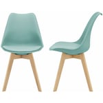 Lot de 2 chaises siège de salle à manger cuisine scandinave synthétique hêtre 81 cm vert