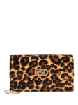 Dune Sapphire Leather Chain Micro Bag, Leopard Print