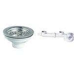 Wirquin 30723118 Bonde à Panier pour évier 1 bac D90 mm, Blanc & 30723640 Siphon d'Évier 2 Bacs, Blanc