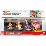 Hot Wheels Mario Kart 4 Pack - Tanooki Mario, Cat Peach, Toad and Toadette