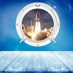 FULL COLOUR SPACE PORTHOLE SHUTTLE ROCKET LAUNCH WALL STICKER DECAL KIDS BEDROOM WSD650