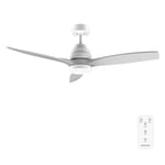 Cecotec Ventilateur de Plafond EnergySilence Aero 5200 White Design Télécommande et Minuterie, 40W, Diamètre de 132 cm, Moteur DC, Lumière LED, 6 Vitesses, Fonction Hiver, Blanc/Pales Grises