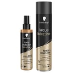 Routine Coiffants Schwarzkopf - Spray Cheveux Thermo-Protecteur & Laque Cheveux - Formule à la Kératine - Protection jusqu'à 230° - Cheveux Sec, Abîmés ou Sensibilisés par la Chaleur - Sans Rinçage