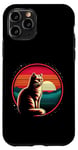 Coque pour iPhone 11 Pro Chat drôle amoureux de chat, style rétro, drôle vintage chat noir