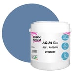 BOX DECO COULEURS Peinture meuble bois acrylique aspect velours-satin Aqua Bois - 2,5L, Bleu Pigeon
