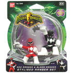 Mighty Morphin Power Rangers Red & Black Ranger Stylised 2.5" Figure Set Bandai