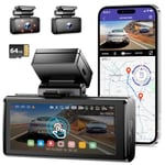 AZDOME M580 5K 5GHz WiFi 3 Channel Dash Cam, 4 Inch Touchscreen Dash Camera for Cars, Free 64GB Card Dash Camera 4K+1080P GPS WDR Night Vision 24H 4 Modes Parking Monitor, Max up Support to 256GB