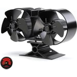 Mini ventilateur de poêle à bois 8 pales alimenté par la chaleur Double moteur Noir