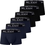 MLANM Mens Boxers Shorts Multipack 6 Pack Men's Fitted Boxer Hipsters Comfortable Cotton Mens Underwear Trunks, 2XL Black Navy Blue