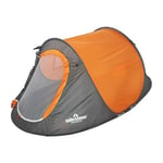 Milestone Camping 18819 Tente Pop-up pour 2 Personnes résistante à l'eau avec Sac de Transport Portable Inclus Double Porte zippée 100 x 150 x 245 cm, Orange and Grey, H100 x W150 x D245cm