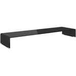 Bonnevie - Meuble tv Support pour moniteur, Étagère tv, Meuble de Salon, 110 x 30 x 13 cm Verre Noir OIB7441E