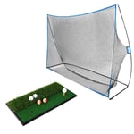 OneSwing Golf Net Hi-Speed + Double Grass Mini Hitting Mat