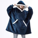 Oversized Hoodie filt Bärbar Lamm Sammet Lat filt blue