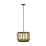 EGLO Suspension luminaire Sandbach, lustre pour salon et salle à manger, lampe de plafond suspendue en métal noir et laiton, douille E27, Ø 42 cm