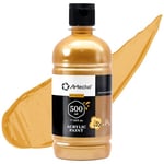 Artecho Peinture Acrylique 500ml Or, Acrylic Paint, Peinture pour Toile, Tissu, Bois, Roche, Papier, Verre.