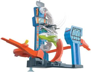 Hot Wheels City Coffret Aéroport motorisé avec Une Petite Voitures de Course Incluse, Jouet pour Enfant, GFH90