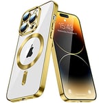 IMEIKONST Magnétique Coque pour iPhone 12 Pro 6.1" avec Magsafe, Couverture de Caméra Intégrée Etui Silicone Transparente Ultra Mince [Non jaunissant] Housse pour iPhone 12 Pro. Gold YIX