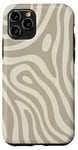 Coque pour iPhone 11 Pro Beige Tourbillon Liquide Rayures Lignes Groovy70s Années 80 Abstrait