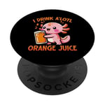 Je bois du jus d'orange A'lotl Funny Axolotl Kawaii PopSockets PopGrip Adhésif