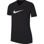 Nike G NK Dry Tee Leg Vneck Swoosh T-Shirt à Manches Courtes Femme, Noir, FR : M (Taille Fabricant : M)