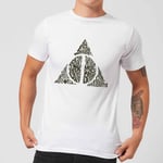 Harry Potter Deathly Hallows Text Men's T-Shirt - White - 5XL