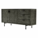 Buffet en bois d'acacia massif cendré avec piètement métal noir - kubi