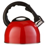 2.5 Litre Red Stainless Steel Stove Top Camping Kitchen Whistling Kettle