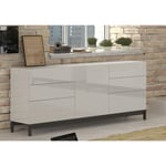 Buffet moderne sur pieds 1 porte 6 tiroirs L170cm FLORENCE blanc Taille unique