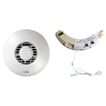 Airflow iCON60 Circular Extractor Fan for Large Bathroom, Utility Room or Kitchen & HTM iCON Plug-in Humidity & Timer Module for 230V Fan