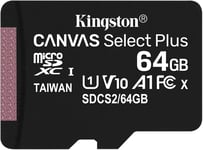 Kingston-Micro Sd Card Hc 64Go -C10 Kingston+Adaptateur Sd- Canvas Select Plus Réf : Sdcs2/64Gb Sorecop Inclus