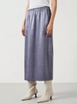 HUSH Aurora Satin Midi Skirt, Grey