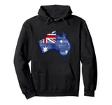 Australia Down Under Wooden Australian Flag Map Gift Pullover Hoodie