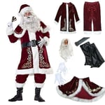 Röd jultomtekostym Deluxe sammet Fancy 8 delar jul fest herr barn Cosplay kostym Adult S