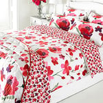 Linens Limited Verve Floral Print Reversible Duvet Cover Set, Crimson, King