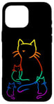 Coque pour iPhone 16 Pro Max Chaton arc-en-ciel famille chat enfant bébé