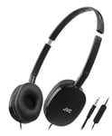 JVC HA-S160M-B-U Casque Plat Pliable et Compact - Couleur Brillante - avec Interrupteur Marche/arrêt pour Microphone - Idéal pour Le télétravail et Les réunions en Ligne - Noir