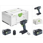 Txs 18-Basic Perceuse-visseuse sans fil 18 v 40 Nm Brushless + 1x batterie 5,0 Ah + Systainer - sans chargeur - Festool