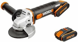 WORX WX800 18V (20V Max) Cordless 115mm Angle Grinder with x2 2.0Ah Batteries