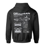 Back To The Future Delorean Schematic Zipped Hoodie - Black - S