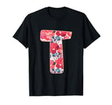 Letter T Sign Alphabet Last Name Consonants Flower Gift T-Shirt